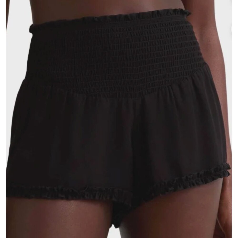NWT Jessica Simpson Smocked Swim Cover Up Ruffle Rayon Shorts Womens Large Black - Picture 5 of 7